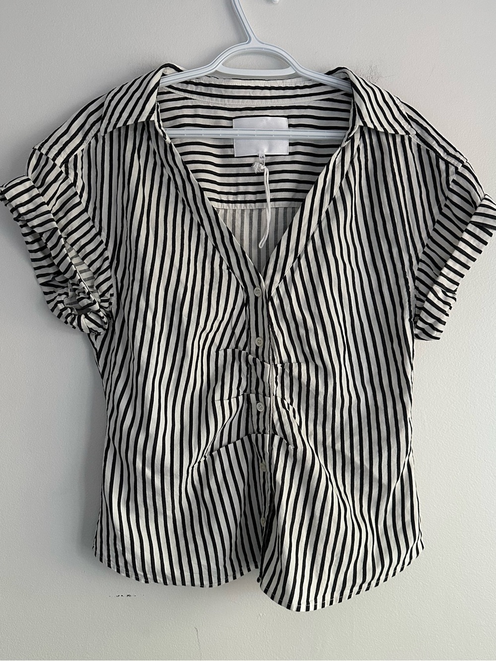 Frame Denim Black and White Striped Nautical Button-Front Shirt